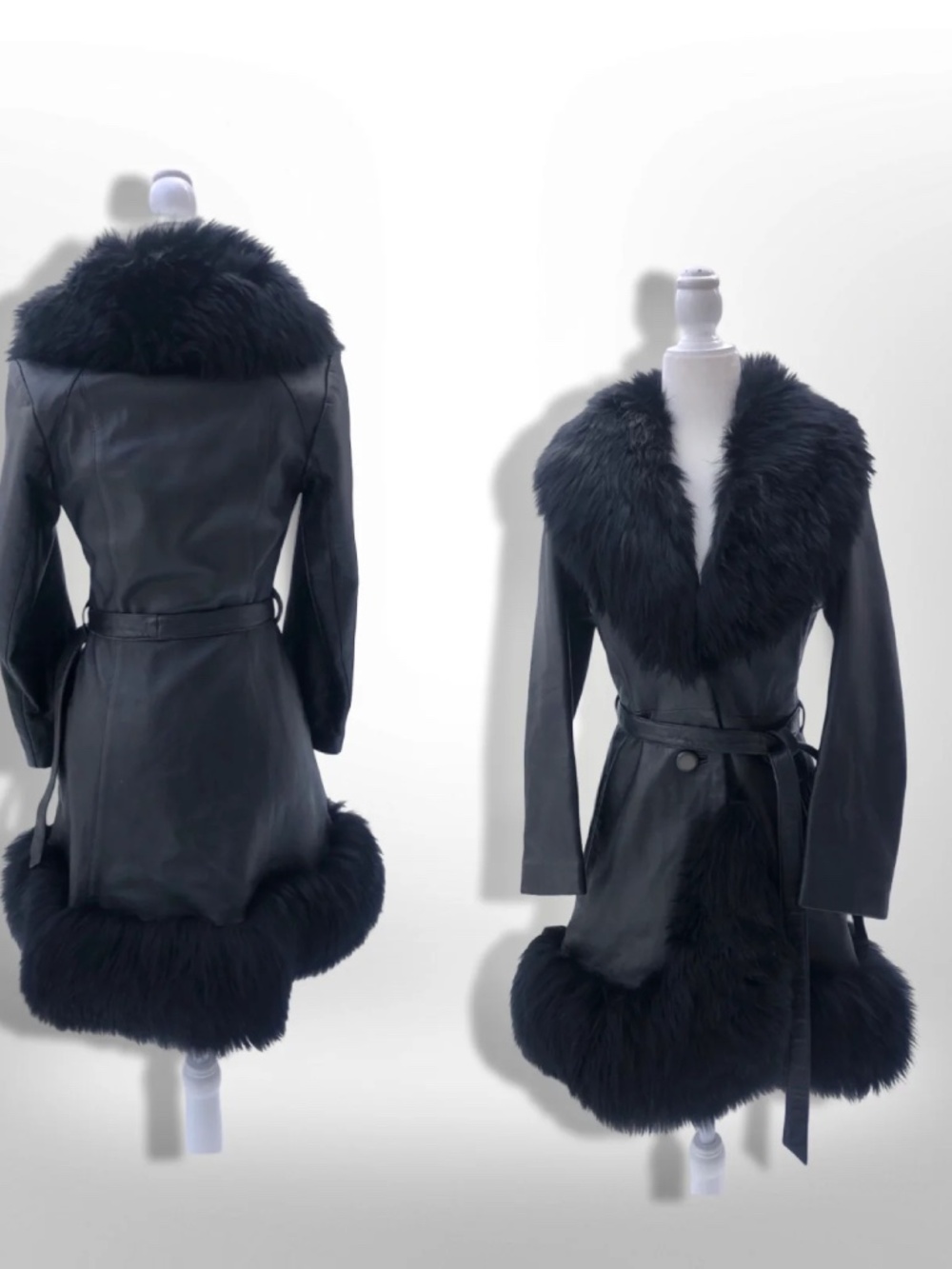 Vintage 60’s 70’s LIlli Ann Made in UK Black Leather Shearling Princess Boho Fit